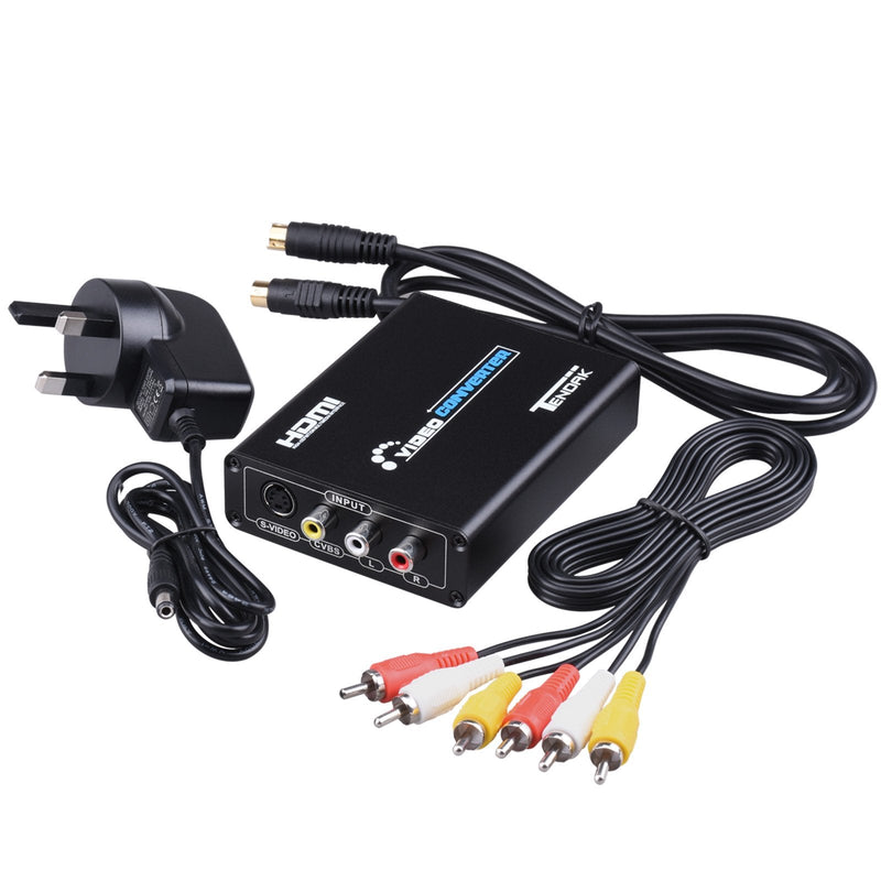  [AUSTRALIA] - Tendak 3RCA AV CVBS Composite & S-Video R/L Audio to HDMI Converter Adapter Support 720P/1080P with 3RCA S-Video Cable for NES SNES N64 PS2 PS3 HDTV