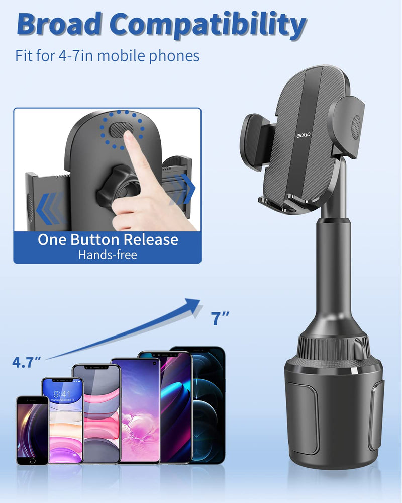  [AUSTRALIA] - OQTIQ Cup Holder Phone Mount for Car No Shaking Cup Phone Holder for Car Sturdy & Adjustable Cell Phone Holder Mount for Truck, SUV Quick Extension Long Arm for iPhone, Samsung, Nokia, LG, Smartphones