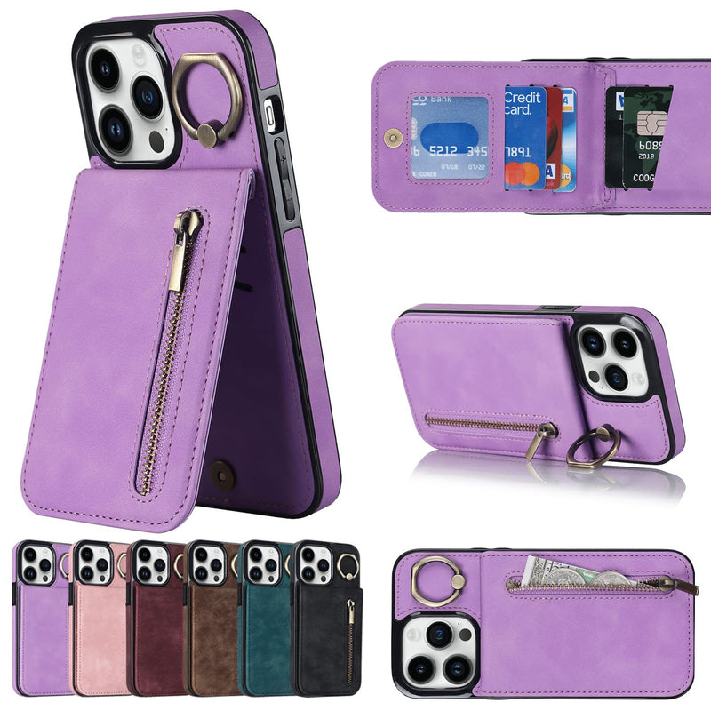  [AUSTRALIA] - Nunwiza for iPhone 14 Pro Max Case Wallet with Card Holder, Leather Protective Case Purse with Ring Holder for Apple iPhone 14 Pro Max 6.7 inch Purple iPhone 14 Pro Max 6.7"