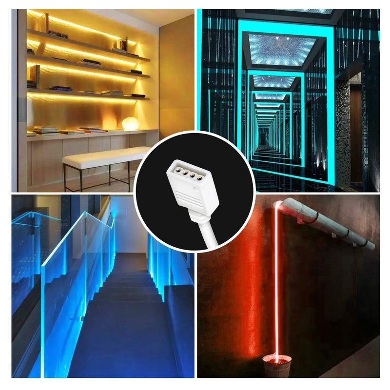  [AUSTRALIA] - LED Light Connectors, Nelyeqwo LED Strip Lights Extension Cable 3.28ft 4 Pin Connector Solderless RGB LED Light Adapter with 4 Male Connector for SMD 5050 3528 Multicolor LED Strip 4 Pack