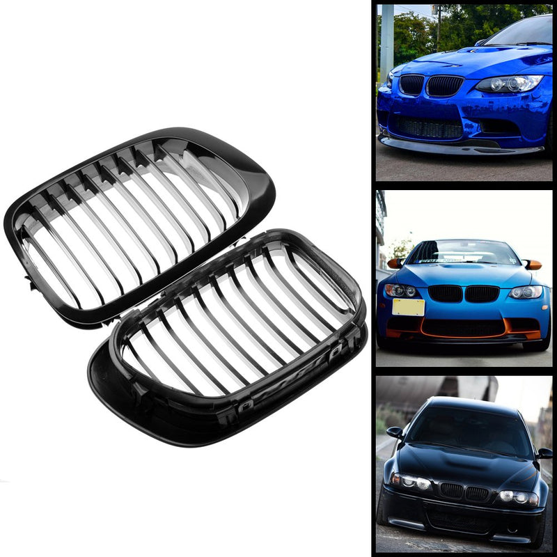 Front LH RH Sport Kidney Grille For BMW 1999-2002 E46 2-Door Coupe Cabriolet (pre-facelift models) ( Black) - LeoForward Australia