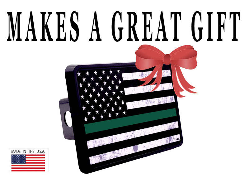  [AUSTRALIA] - Rogue River Tactical Tattered Thin Green Line Flag Trailer Hitch Cover Plug US Federal Law Enforcement Officers and Military Veterans Border Patrol Game Warden and Park Ranger