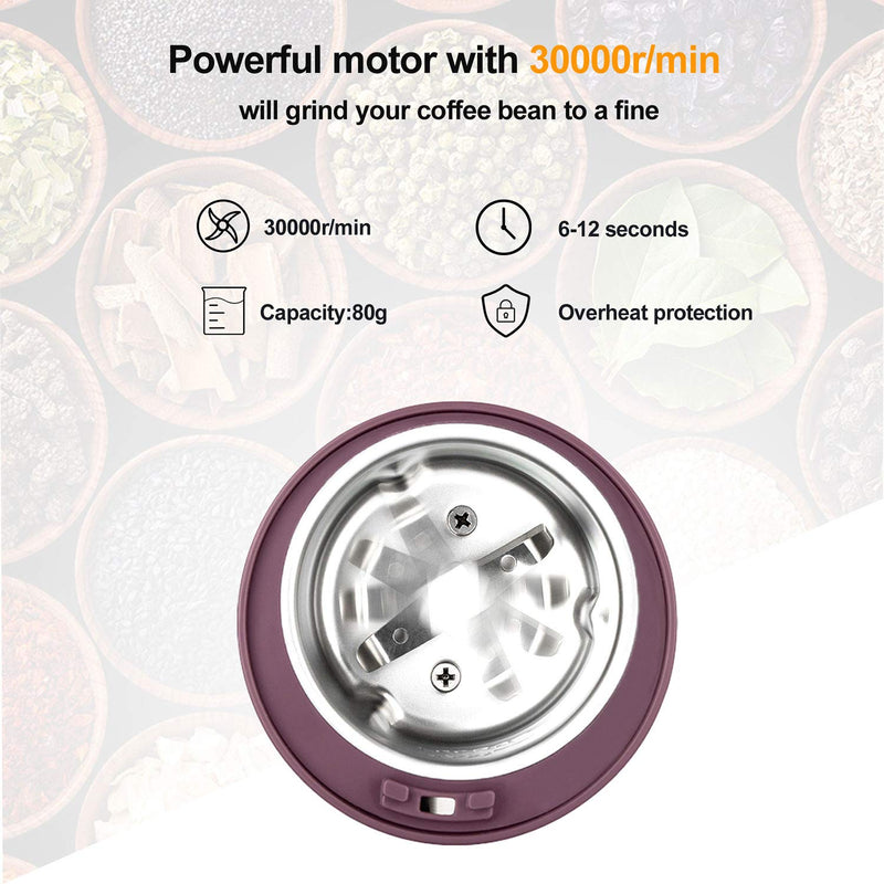  [AUSTRALIA] - PARACITY Electric Coffee Grinder Grain Mill Portable Automatic Milling Machine with Replacement Stainless Steel Blade for Dry Herb Spice Peanut Grains Beans