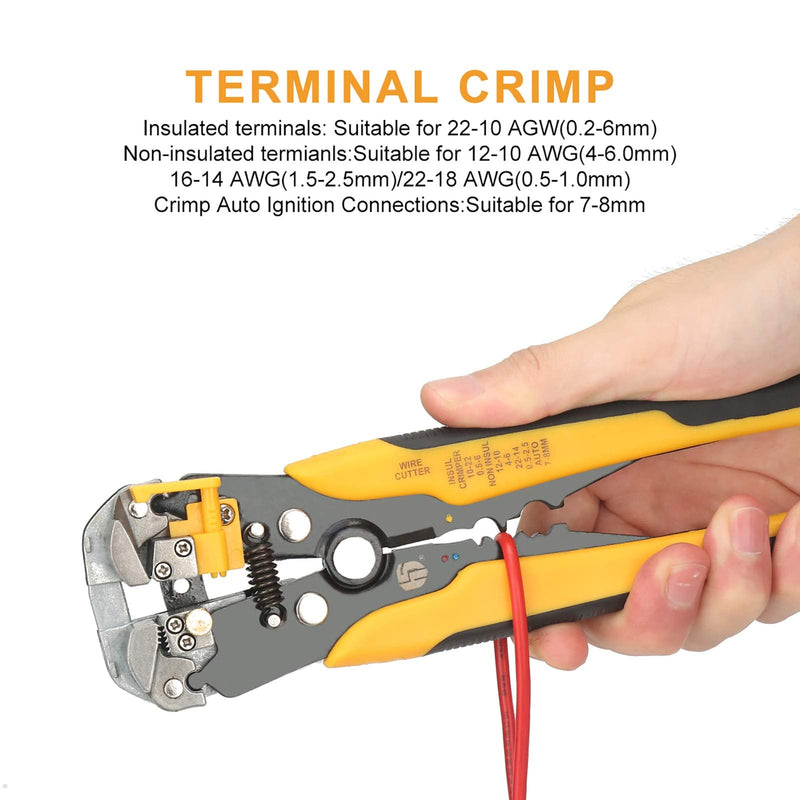  [AUSTRALIA] - Wire Stripper, Uvital Electrician Automatic 3 in 1 Wire Stripping Pliers, Cutting, Crimping 24-10 AW/ 34-3 Gauge/ 0.2-6 mm, 8 Inch Self-adjusting, Multi-Function Hand Tool