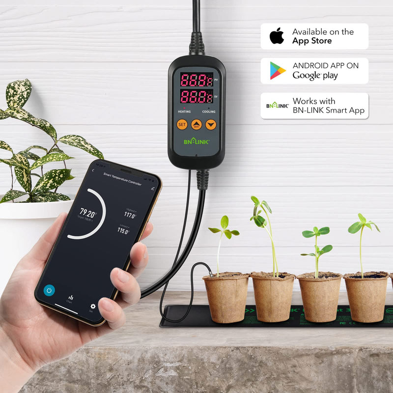  [AUSTRALIA] - BN-LINK Smart WiFi Digital Temperature Controller Heating Cooling, Works with Alexa and Google Home. For Reptiles Aquarium Carboy Homebrew Breeding Fermenter Seed Germination °C/°F -40-176°F 15A/1875W