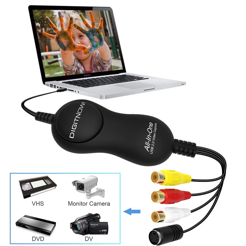  [AUSTRALIA] - DIGITNOW USB 2.0 Video Capture Card Device Video Grabber One Touch VHS VCR TV to DVD Converter, Transfer VHS Home Videos to Mac OS X PC Windows 7 8 10