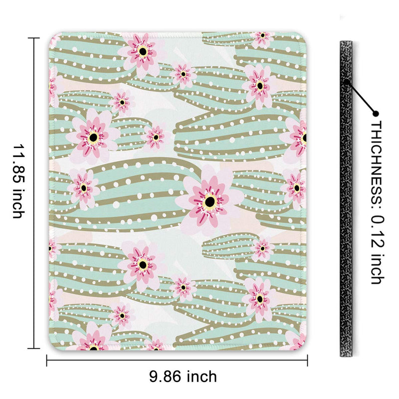  [AUSTRALIA] - Auhoahsil Mouse Pad, Square Cactus Design Anti-Slip Rubber Mousepad with Stitched Edges for Office Gaming Laptop Computer PC Women Girls, Cute Customized Pattern, 11.8" x 9.8", Pink Cactus Flowers