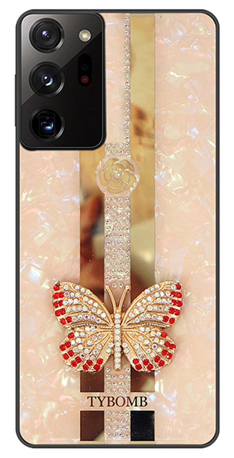  [AUSTRALIA] - for Samsung Note 20 Ultra Case 5G Cute Girly Women Design,Luxury Glitter Plating Hard Back Rugged Shockproof Bumper,Crystal Diamond Butterfly Mirror Design Phone Case for Galaxy Note 20 Ultra Pink Samsung Galaxy Note 20 Ultra