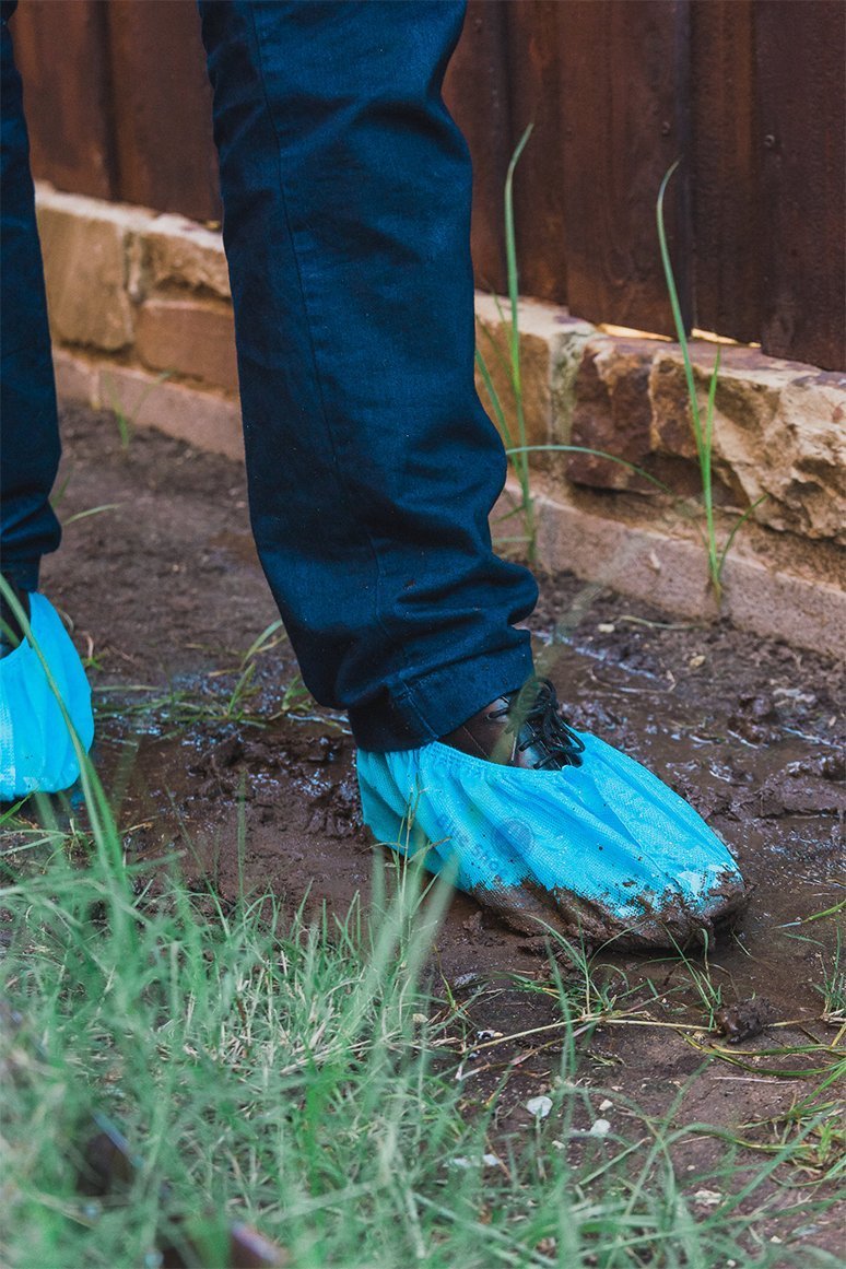  [AUSTRALIA] - Blue Shoe Guys Professional Grade Disposable Boot & Shoe Covers Booties | 100 Pack | Non-Slip, Water Resistant, Recyclable for Indoor & Outdoor Protection | Large Size Up to US Men's 12 & Women's 14 One Size Fits Most Shoe Sizes