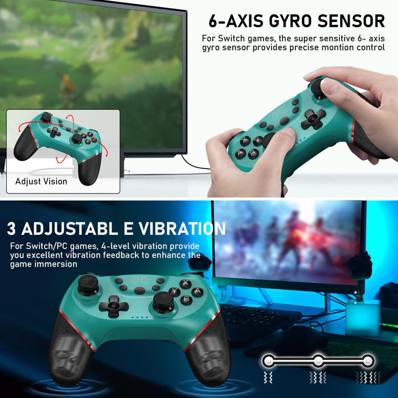  [AUSTRALIA] - Diswoe Controller for Switch, Wireless Pro Controller for Switch/Switch Lite/Switch OLED, Remote Gamepad with Joystick, Adjustable Turbo Vibration with Programmable Function - Blue Blue PF