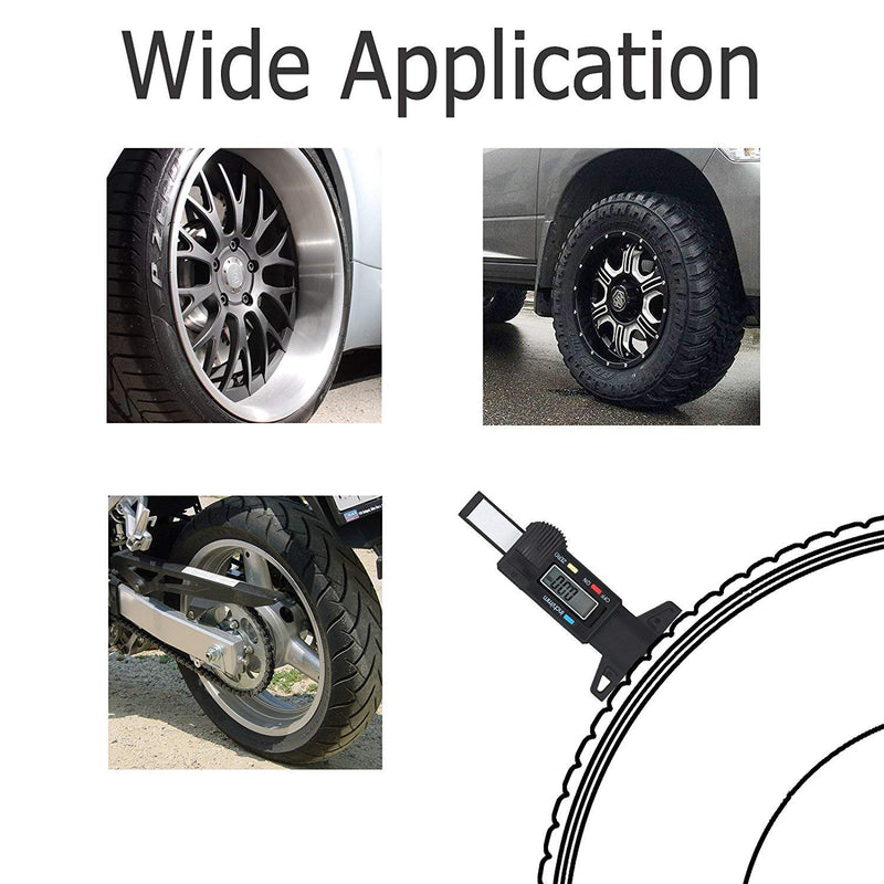  [AUSTRALIA] - Digital Tire Tread Depth Gauge with Large LCD Display Metric/Inch Conversion 0-25.4mm Measuring Tool for Car Motorbike Trucks Vans