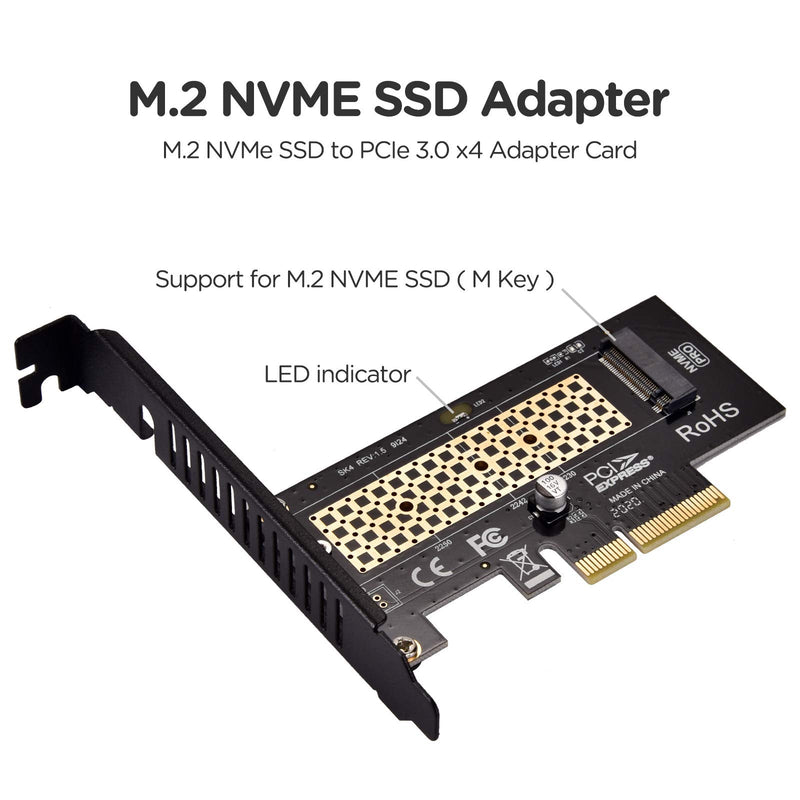  [AUSTRALIA] - M.2 NVME SSD to PCIe 4.0/3.0 x4 Adapter, M.2 2280 2260 2242 2230 SSD to PCIe 4.0/3.0 x4 Host Controller Adapter Card with Aluminum Heatsink for PC Desktop with Full Speed