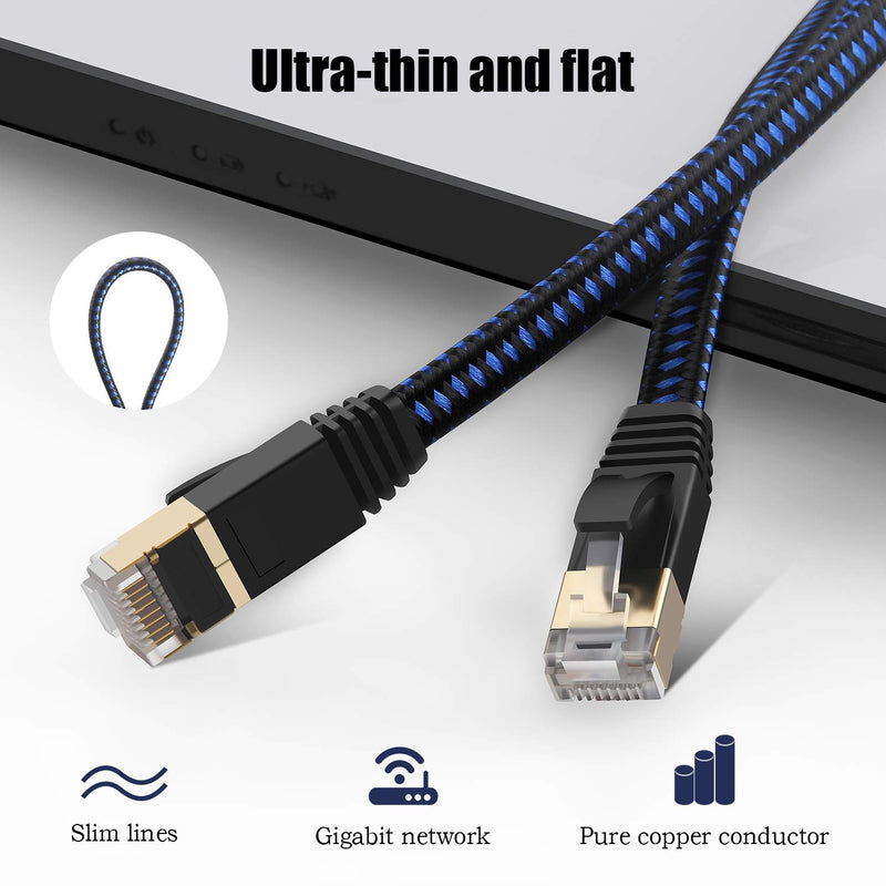  [AUSTRALIA] - Cat 7 Ethernet Cable 75ft, Nylon Braided Heavy Duty High Speed Cat7 Cable Shielded Gigabit Flat Cat7 RJ45 LAN Cable Internet Network Patch Cord 10Gbps for Gaming PS4, Xbox One,Laptop,Modem, Router 80ft