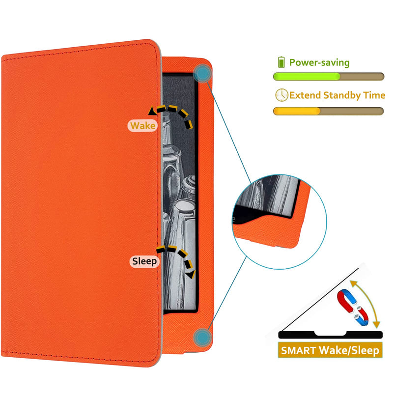  [AUSTRALIA] - RSAquar Kindle Paperwhite Case for 11th Generation 6.8" and Signature Edition 2021 Released, Premium PU Leather Cover with Auto Sleep Wake, Hand Strap, Card Slot and Foldable Stand, Orange