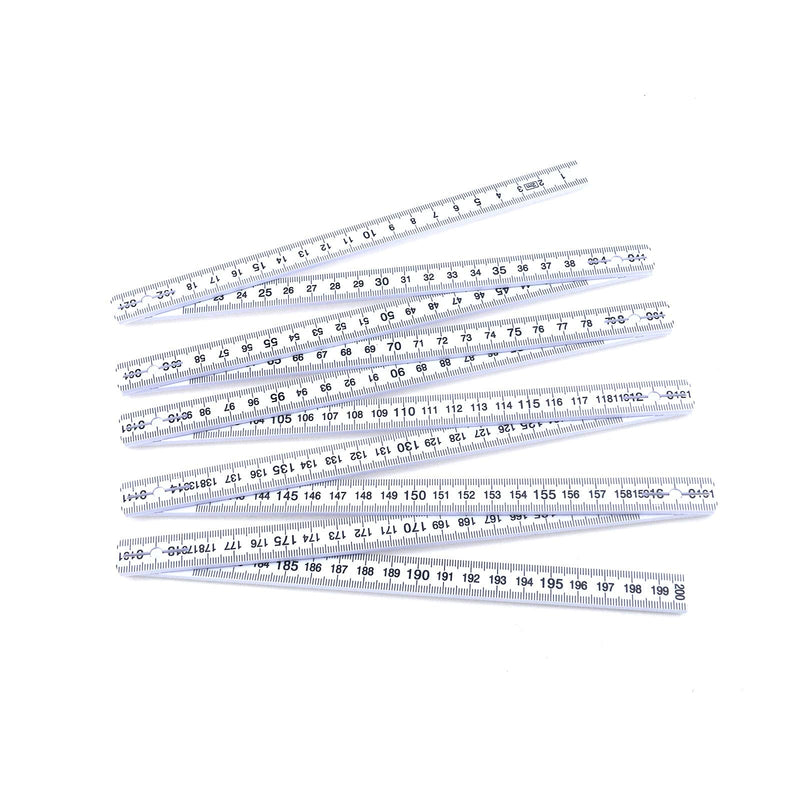  [AUSTRALIA] - Quluxe Folding Ruler Measuring Stick (6.56 Foot Foldable Design), Centimeter (CM), Slide Fold Up Design Perfect for Carpenters, Contractors- White 6.56 ft