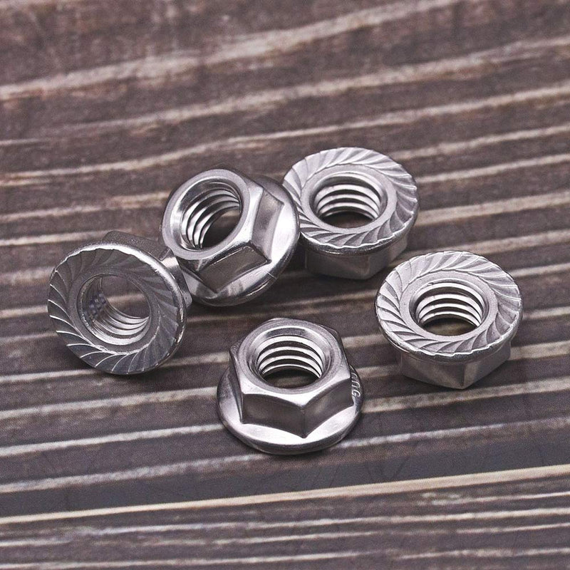  [AUSTRALIA] - M8-1.25 Serrated Flange Hex Lock Nuts, 304 Stainless Steel 18-8, Bright Finish, Full Thread, Pack of 25 M8-1.25 (25 PCS)