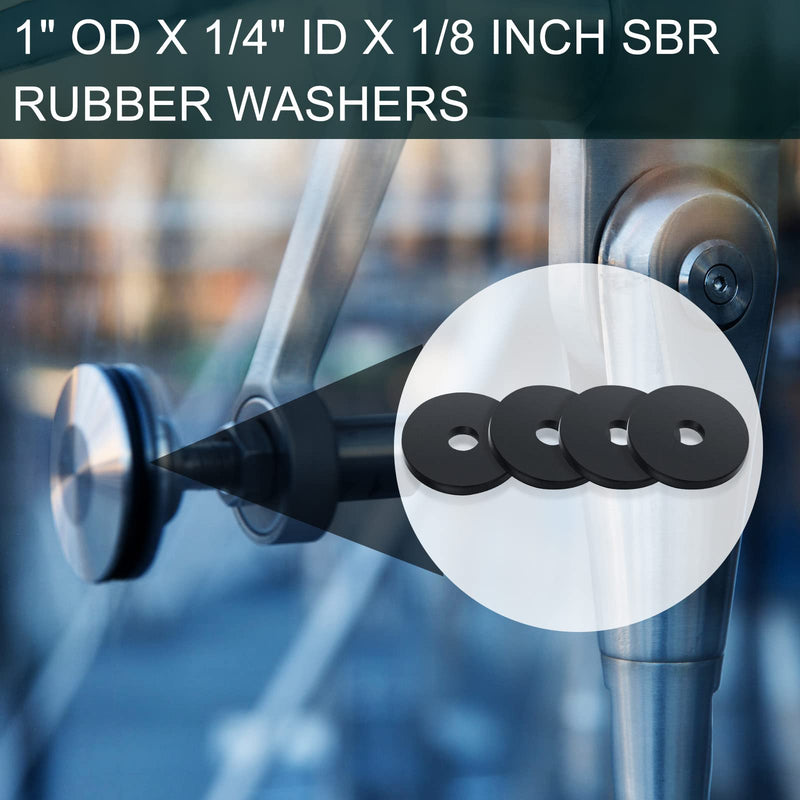  [AUSTRALIA] - Rubber Washer Heavy Duty Abrasion Resistant Rubber, 1 OD x 1/4 ID x 1/8 Thickness Rubber Flat Washer Flat Rubber Grommets Black Rubber Washers for Bolts Spacers, Vibration Suppression (50) 50