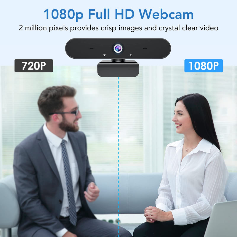  [AUSTRALIA] - 1080P Webcam with Microphone, Autofocus Noise-canceling HD Light Collection Web Cam for Computer Laptop, 110° Wide Angle USB Web Camera, Video Camera Work with Zoom, Skype, Facetime, Streaming, Gaming Black