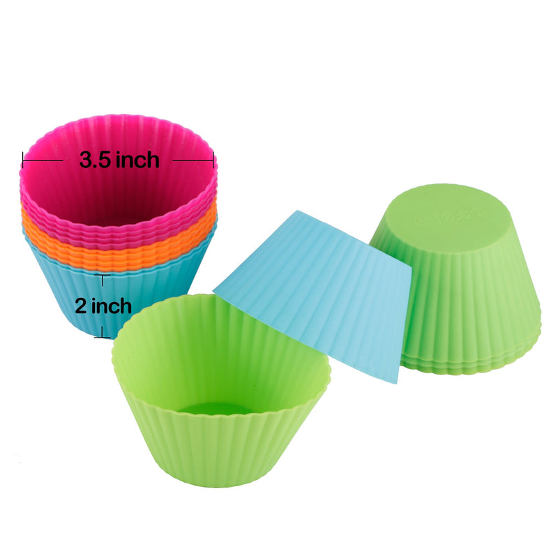  [AUSTRALIA] - Webake Silicone Baking Cups Reusable 3.5 Inch Jumbo Muffin Pan Cupcake Baking Mold Auto Cup Holder Liner 12 Pack Jumbo Cupcake