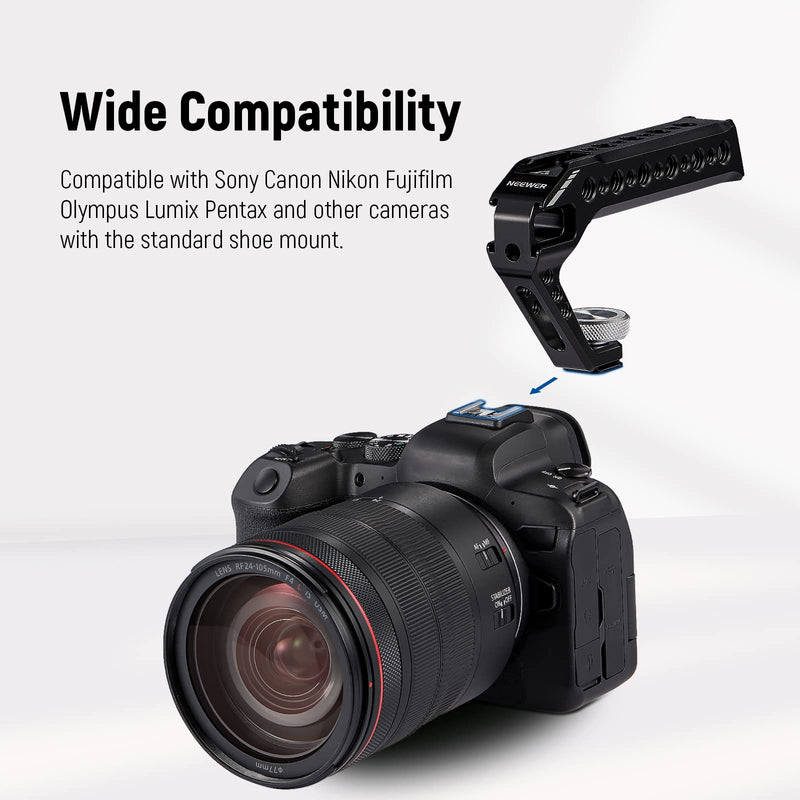  [AUSTRALIA] - NEEWER Camera Top Handle Grip, Universal Hot Shoe Grip for Low Angle Video Shots, Lightweight Stabilizer Rig with 4 Cold Shoes Compatible with SmallRig Camera Cage Mic LED Light Monitor, ST28