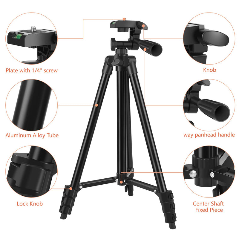 60" Phone Tripod, UEGOGO Tripod for iPhone with Remote Shutter and Universal Clip, Compatible with iPhone/Android/Sport Camera Perfect for Video Recording/Selfies/Live Stream/Vlogging 60" - LeoForward Australia