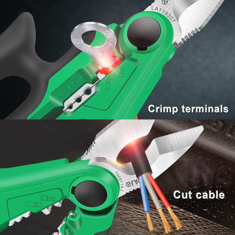  [AUSTRALIA] - LAOA Electricians Scissors Stainless Serrated Teeth 7 inch with Multi-Grip,Blade Sheath 7in Electricians Scissors