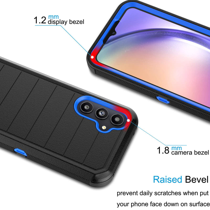  [AUSTRALIA] - Tekcoo Case for Galaxy A54 5G with [Built-in Screen Protector] Holster Locking Belt Clip [Military Grade 12FT Drop Tested] Full Body Carrying Kickstand Cover for Samsung Galaxy A54 5G - Black/Blue M-Black/Blue