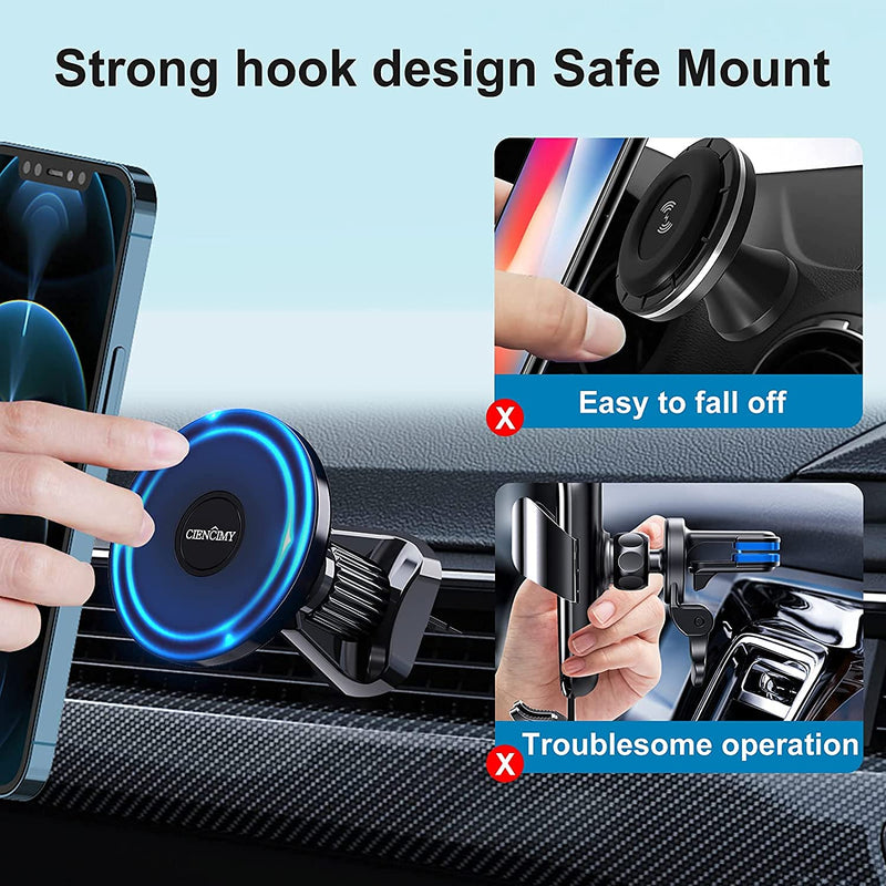  [AUSTRALIA] - Ciencimy Magnetic Car Mount Compatible with MagSafe Case and iPhone 13 Pro Max Mini/iPhone 12 Pro Max Mini, 360° Adjustable Strong Magnet Air Vent Phone Holder Valentines Day Gift for him/her（2 Pack Magntic Car Mount 2PCS