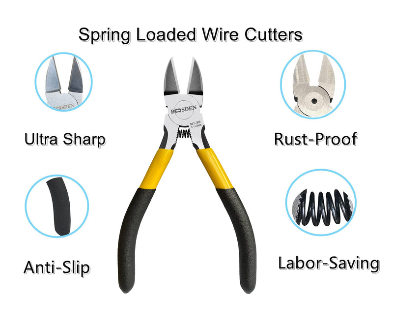  [AUSTRALIA] - Wire Cutters, BOOSDEN 5 inch Flush Cutter, Dikes Wire Cutter for Crafting Electrical Jewelry Making, Precision Wire Cutter, Small Wire Cutter, Ultra Sharp Wire Clippers, Wire Snips 5"- 1 Pack
