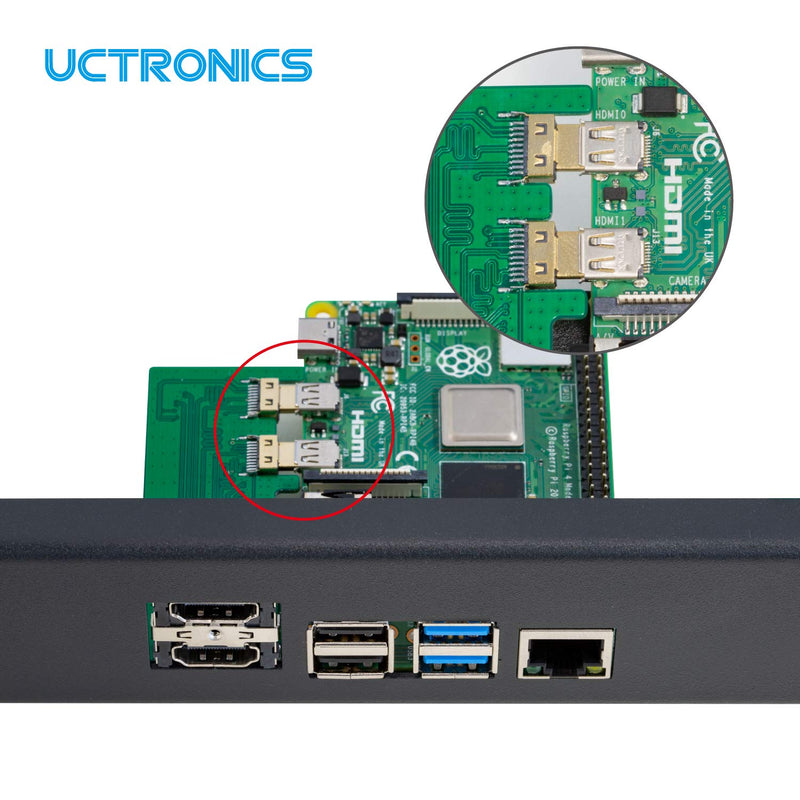  [AUSTRALIA] - UCTRONICS for Raspberry Pi Rack with Micro HDMI Adapter Boards, 19" 1U Rack Mount Supports 1-4 Units of Raspberry Pi 4 Model B