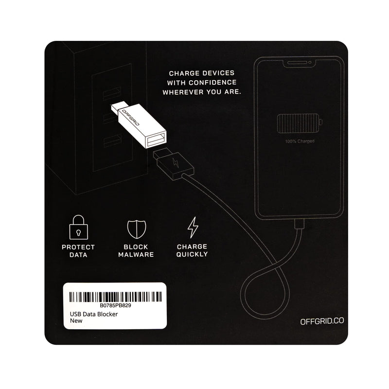  [AUSTRALIA] - OffGrid by EDEC USB Data Blocker for Cell Phone, Tablet, and Laptop, Block Unwanted Data Transfer, Protect Against Juice Jacking, Safely Charge iPhone, Android Devices 1-pack