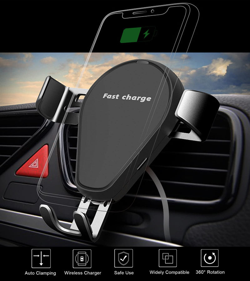  [AUSTRALIA] - Wireless Car Charger Mount, KingTSYU 15W Qi Fast Charging Auto-Clamping Car Phone Mount, Air Vent Gravity Charging Car Phone Holder for iPhone 14/13/12/11/Pro Max/Samsung Galaxy
