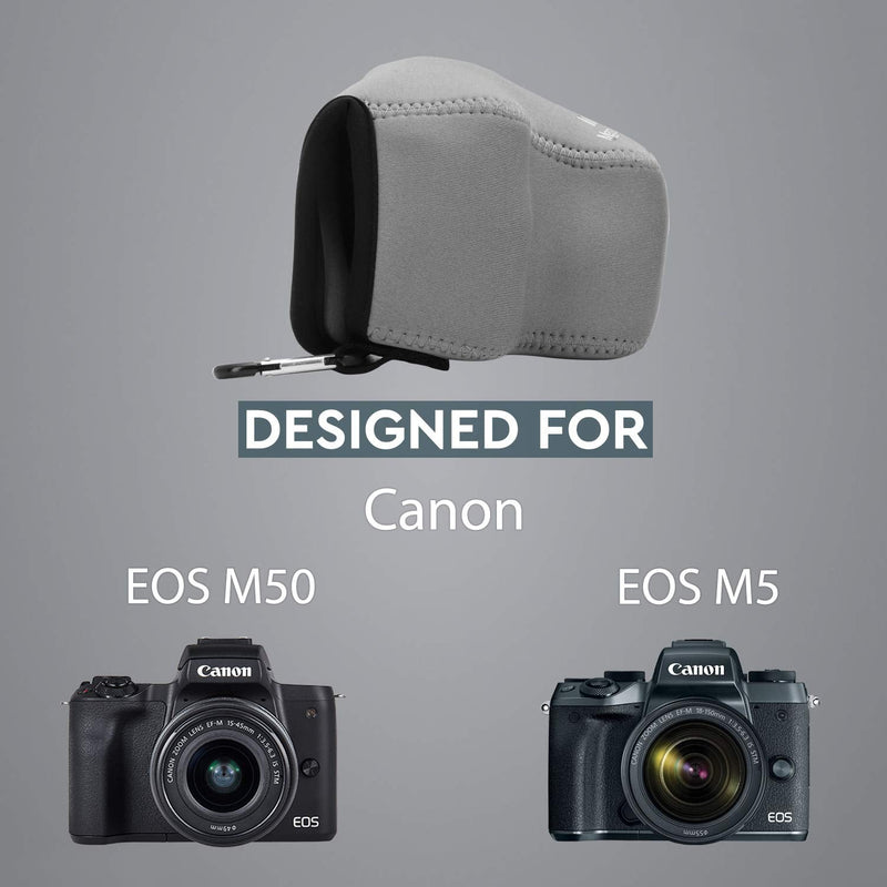  [AUSTRALIA] - MegaGear Ultra Light Neoprene Camera Case Compatible with Canon EOS M50 Mark II (15-45mm), M50, M5 (15-45mm) Gray