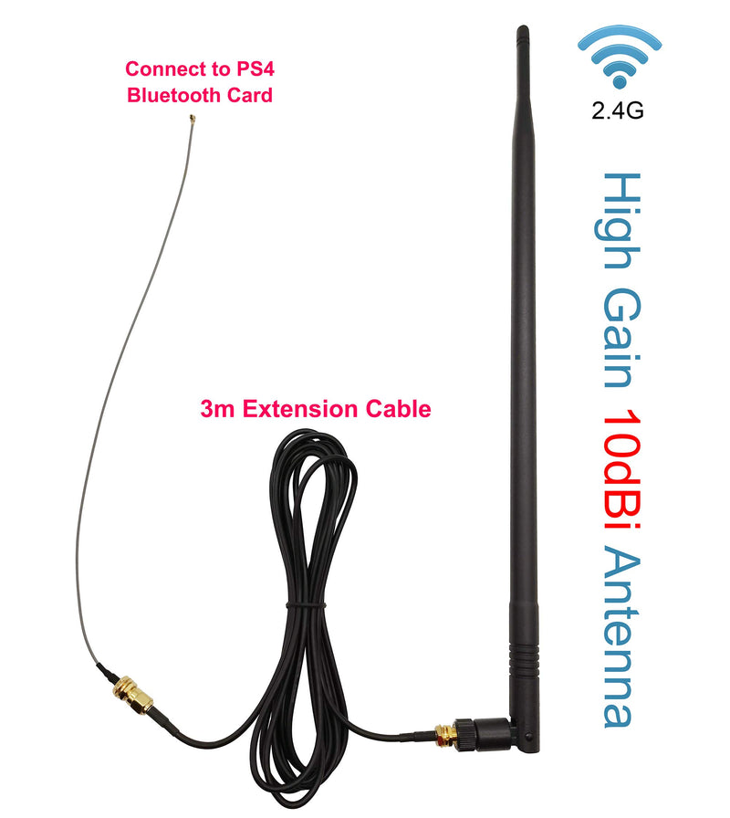 PS4 Antenna Upgrade Replacement Kit 10dBi 2.4GHz Long Range Extender Bluetooth WiFi Antenna + 10in U.FL to RP-SMA Cable for Mini PCIe Card + RP SMA Extension Cable 10ft PS4 Antenna Kit - LeoForward Australia