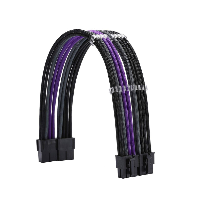  [AUSTRALIA] - FormulaMod Sleeve Extension Power Supply Cable Kit 18AWG ATX 24P+ EPS 8-P+PCI-E8-P with Combs for PSU to Motherboard/GPU Fm-NCK3 (Black Grey Purple) Black Grey Purple