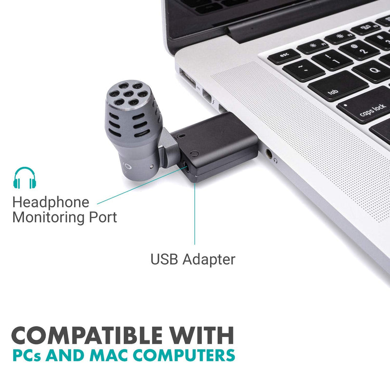  [AUSTRALIA] - Movo DOM2-USB Mini Omnidirectional USB Computer Microphone 2 Ft Range with USB Adapter Compatible with Laptop, PC and Mac, Perfect Podcasting, Gaming, Remote Work, Conference, Livestream, Desktop Mic