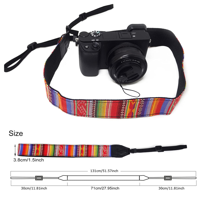 [AUSTRALIA] - Honbay Universal Camera Neck Strap Retro Ethnic Style Camera Shoulder Strap for Various DSLR/SLR Brands Like Canon, Fuji, Nikon, Olympus, Panasonic, Pentax, Sony, etc (Red)