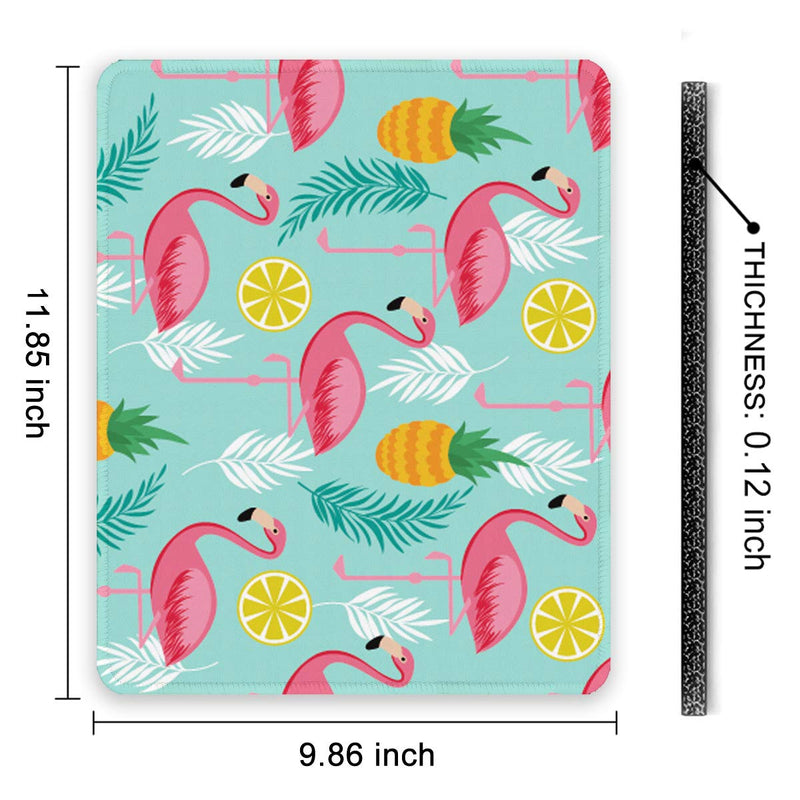  [AUSTRALIA] - Auhoahsil Mouse Pad, Square Flamingo Design Anti-Slip Rubber Mousepad with Durable Stitched Edges for Gaming Office Laptop Computer PC Men Women, Cute Custom Pattern, 11.8 x 9.8 Inch, Tropical Style Pineapple and Flamingo