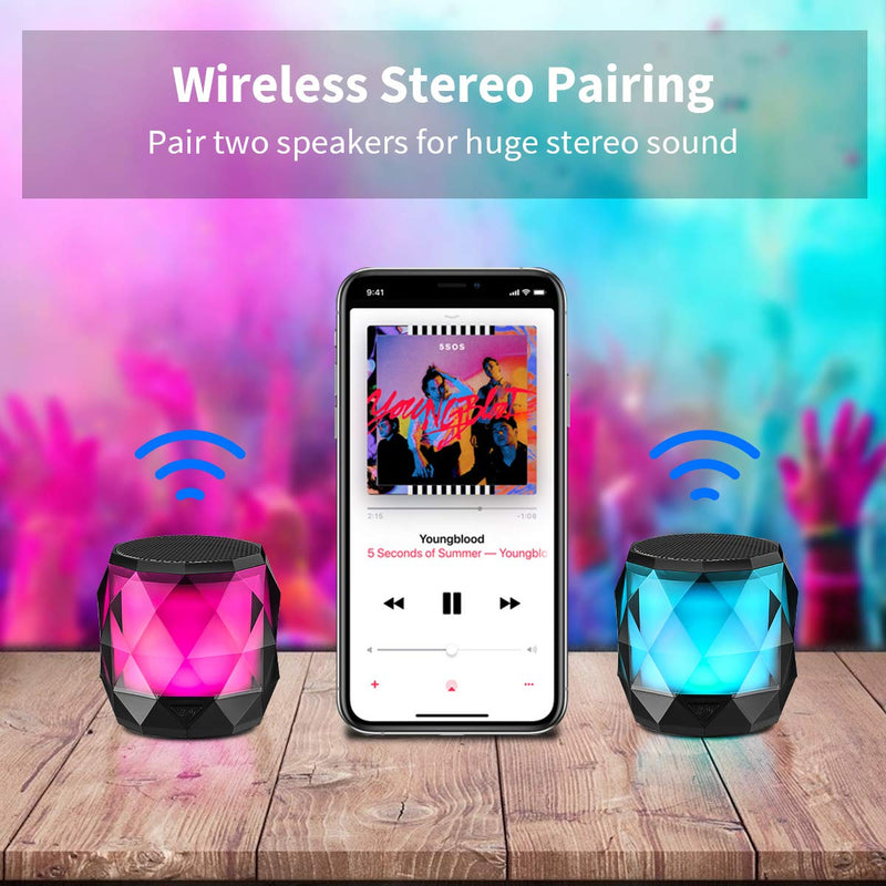  [AUSTRALIA] - LFS Portable Bluetooth Speaker with Lights, Night Light LED Wireless Speaker,Magnetic Waterproof Speaker, 7 Color LED Auto-Changing,TWS Stereo Pairing,Perfect Mini Speaker for Shower, Home, Outdoor
