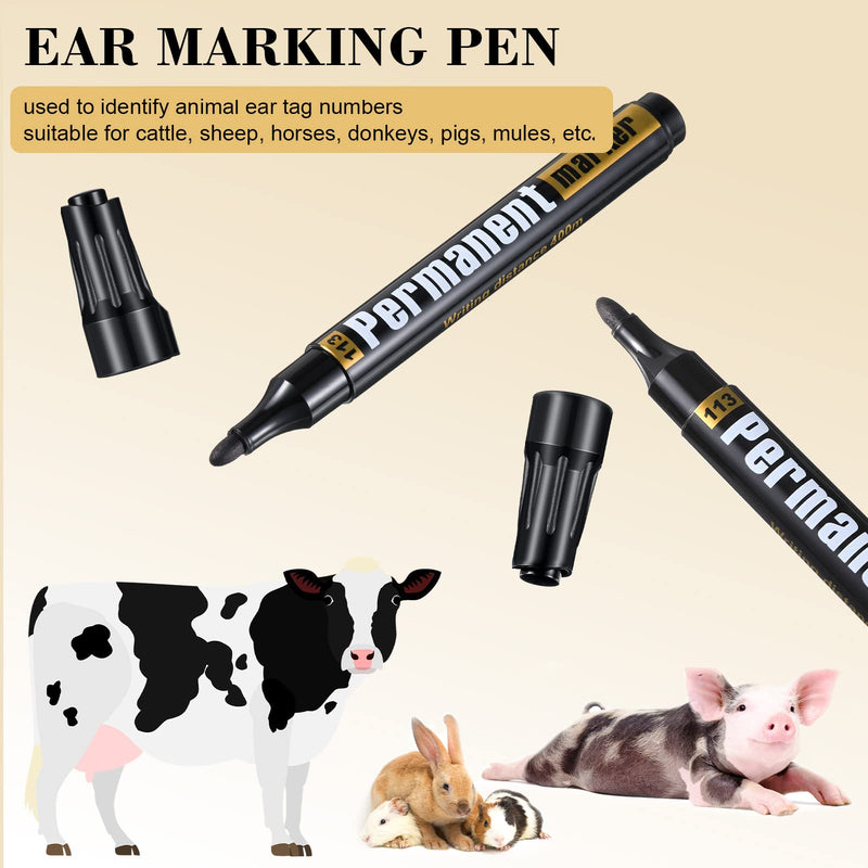  [AUSTRALIA] - 3 Packs Permanent Paint Pens Black Markers Ear Tag Paint Pens Medium Tip Permanent Paint Markers Oil Based Marking Pen Black Colored Oil Pen for Metal, Rock Painting, Wood, Fabric, Plastic, Mugs