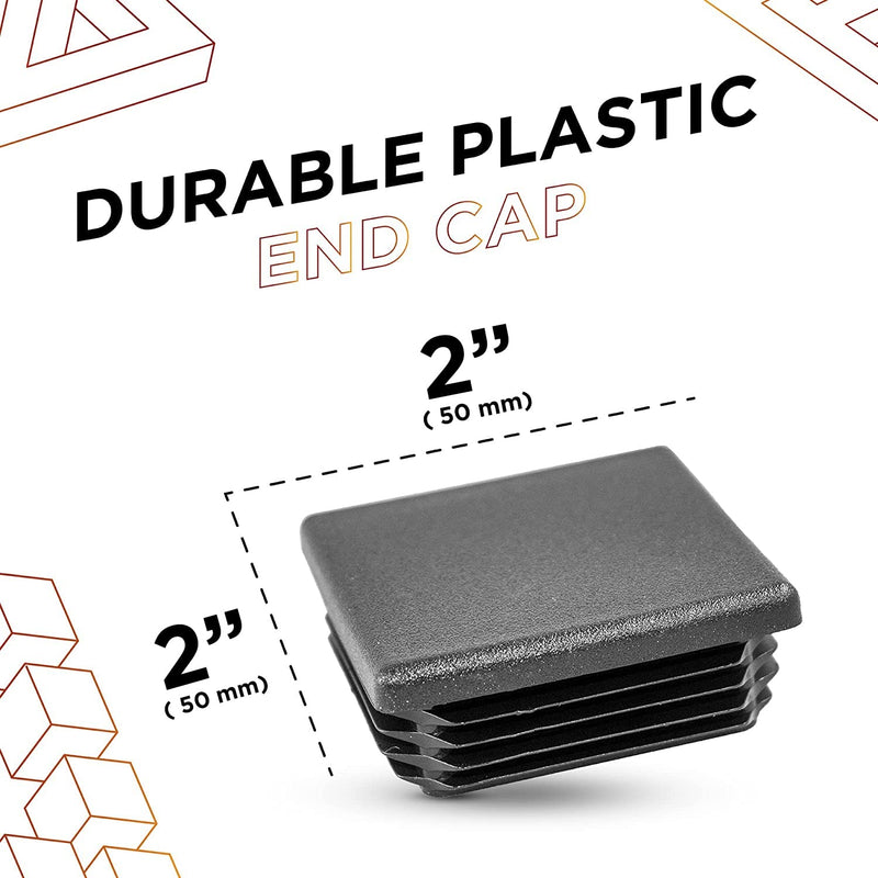  [AUSTRALIA] - Prescott Plastics 2" (50.8 mm) Square Plastic Hole Plugs, 2x2 Square Tubing Inserts, Black End Caps for Metal Tubing, Fences, Glide Protection from Chair Legs and Furniture (4 Pack) 4 Pack