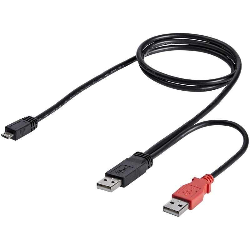 StarTech.com 3 ft. (0.9 m) USB to Micro USB Cable With Power Delivery - Dual USB 2.0 A to Micro-B - Power and Data - Y-Cable - Micro USB Cable (USB2HAUBY3) 3 ft / 1m - LeoForward Australia