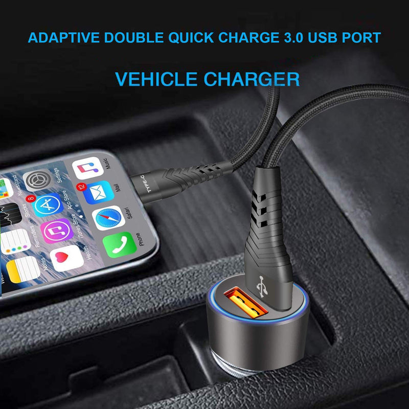  [AUSTRALIA] - USB Car Charger,36W Dual Quick Charge 3.0 Car Adapter for Moto G Power/G Stylus 2022 2020 2021,G Fast/G Play/G100/G Pure,Edge Plus,Motorola One 5G Ace/Fusion+,G7 G8 Play Power,Z4 Z3,6ft Type C Cable