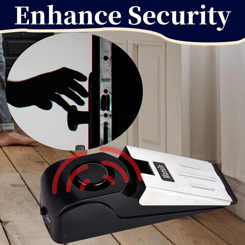  [AUSTRALIA] - Door Stop Alarm, Door Stopper with 120DB Security Alarm, Floor Wedge Doorstop for Travel Apartment Home House (Pack of 4) 4 Pack Black