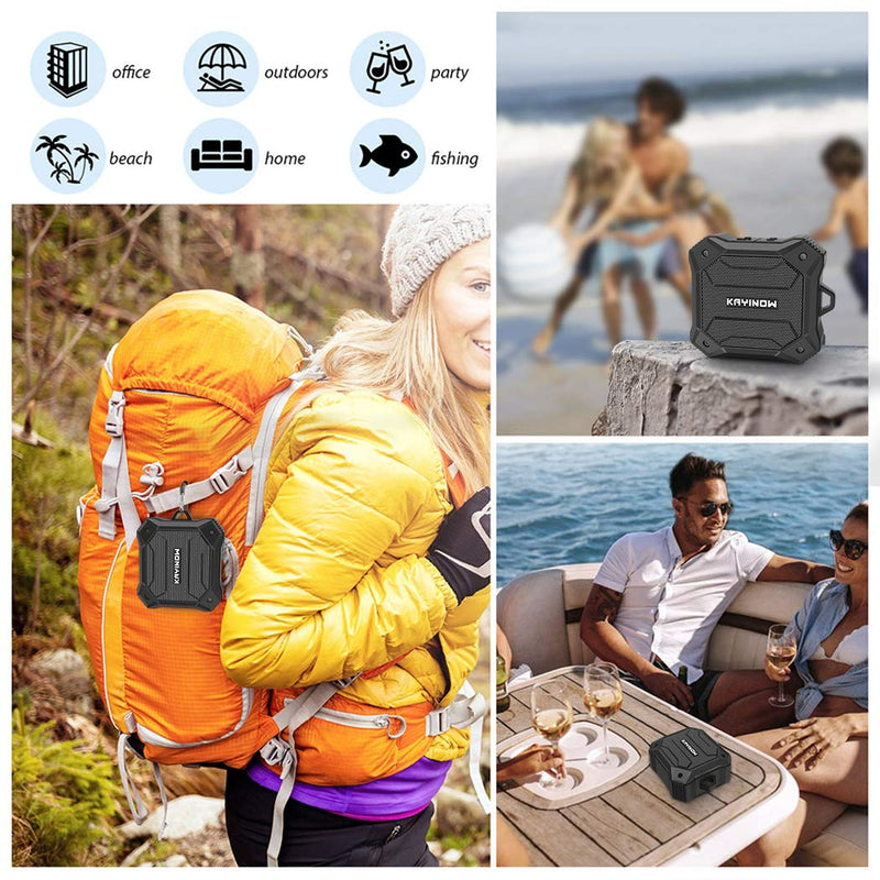 Shower Speaker - Kayinuo IPX7 Waterproof Bluetooth Speaker, Portable Bluetooth Speaker with Enhanced Bass and Built-in Mic, Mini Bluetooth Speaker with Compact Size for Outdoor Bicycle Motor Black Regular version - LeoForward Australia