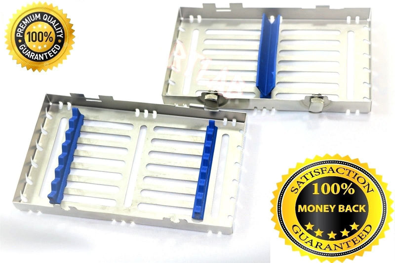  [AUSTRALIA] - Detachable Dental Autoclave Sterilization Cassettes Racks Box for 7 Instruments Blue CYNAMED