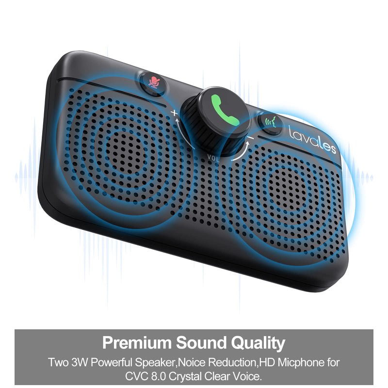  [AUSTRALIA] - Lavales Car Bluetooth 5.3 Speaker, Handsfree Bluetooth Car kit for Cell Phone, Support Siri Google Voice Assistant/Motion AUTO ON, Car Phone Speakerphone with Visor Clip