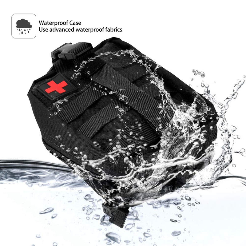  [AUSTRALIA] - Nylon Waterproof MOLLE First Aid Bag Emergency Medicine Storage Bag Suitable for Household, Outdoor Activities to Store Medicines(Black) Black