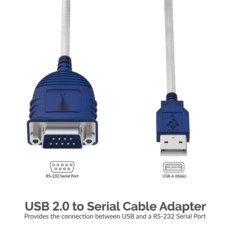 Sabrent USB 2.0 to Serial (9-Pin) DB-9 RS-232 Converter Cable, Prolific Chipset, Hexnuts, [Windows 10/8.1/8/7/VISTA/XP, Mac OS X 10.6 and Above] 6-Feet (CB-9P6F) 6 ft - LeoForward Australia