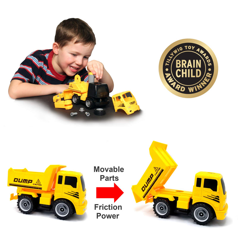 MUKIKIM Construct A Truck - Dump. Take it Apart & Put it Back Together + Friction Powered(2-Toys-in-1!) Awesome Award Winning Toy That Encourages Creativity! … - LeoForward Australia